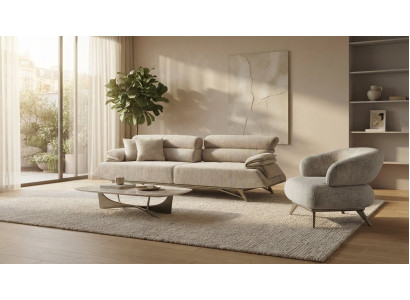 Sofa Set 3+1 Sitzer Moderner Stil Hellgrau Komfort Stilvoll Praktisch