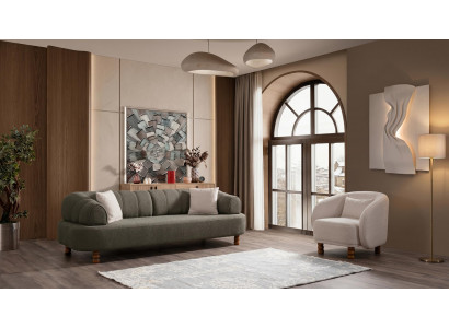 Beige Wohnzimmer-Set Sofas modernes Stoff Sessel