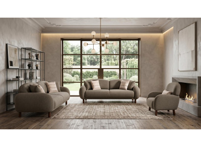 Braunes Wohnzimmer-Set Sofas moderner Stil Stoffsofas Sessel