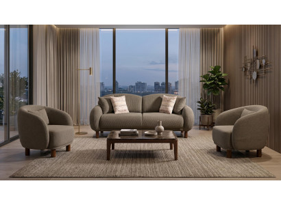 Braunes Wohnzimmer-Set Sofas Stoffsofas  Sessel modern