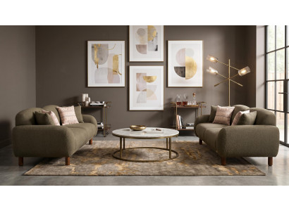 Modernes Wohnzimmer-Set Sofas Khaki Stoffsofas Polstermöbel