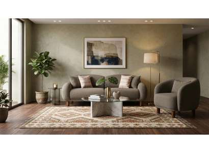 Modernes Wohnzimmer-Set 2-Sitzer-Sofa Khaki Stoffsofas Designer