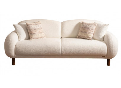 Beiges weiches 3-Sitzer-Sofa großes Stoffsofa Design-Sofas Wohnzimmer