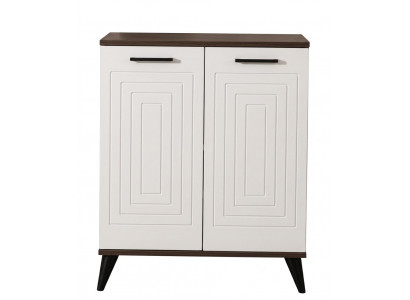 Weiß-brauner Schuhschrank Holzschrank Schuhregale Flurmöbel Garderobenmöbel