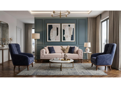 Blau-beiges Wohnzimmer-Set Sofas Stoffsofas modern Designermöbel