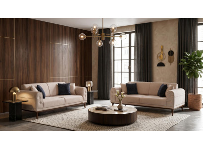 Beiges Wohnzimmer-Set Sofas moderne Stoffsofas Polstermöbel