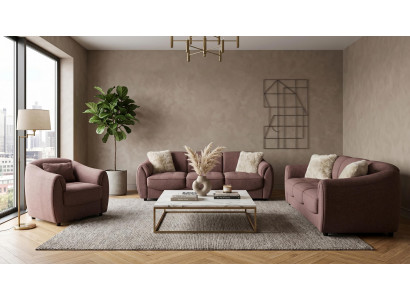 Braunes Wohnzimmer-Set Sofas Stoffsofas Sessel Sofagarnitur