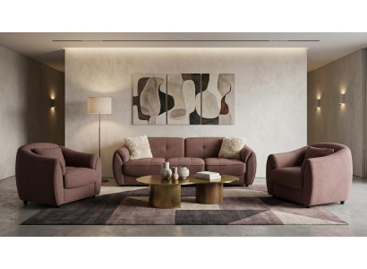 Modernes braunes Wohnzimmer-Set Sofas Sofagarnitur Stoffsofas