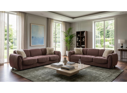 Braunes Sofa-Set Sofas weiche Stoffsofas Wohnzimmer-Set modern