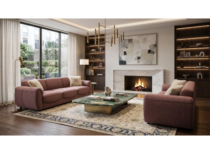 Braunes Wohnzimmer-Set Sofas Stoffsofas Sofagarnitur modern