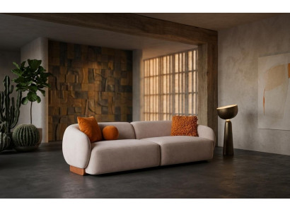 Sofa 3 Sitzer  Beige Modernes Wohnzimmer Design