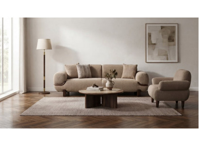 Sofa Set 3+1 Sitzer Moderner Stil Braun Komfort Stilvoll Praktisch