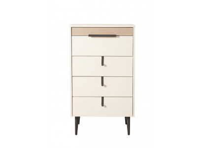 Beigefarbene hohe Kommode Holzkommode modernes Design Schlafzimmermöbel