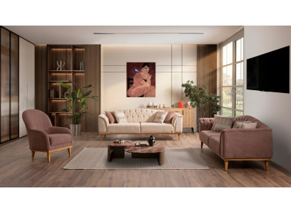 Beige-braunes Wohnzimmer-Set Sofas Designermöbel moderner Stil