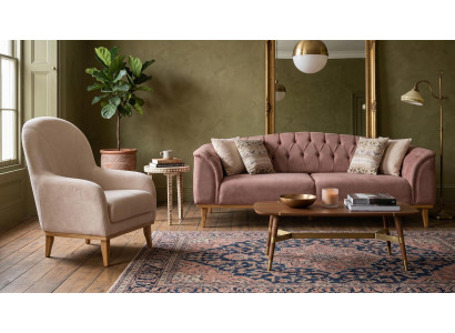 Braun-beiges Wohnzimmer-Set 3-Sitzer-Sofas Stoffsofas Sessel
