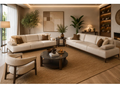 Modernes Wohnzimmer Set 4+4+1 Stilvoll Harmonisch Komfort Design Luxus