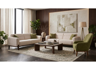 Grün-beiges Wohnzimmer-Set Sofas Stoffsofas Design Sofas modern