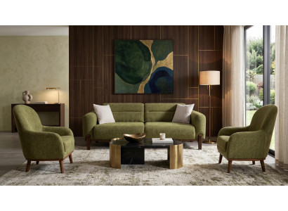 Grünes Wohnzimmer-Set Sofas Stoffsofas Sessel Design
