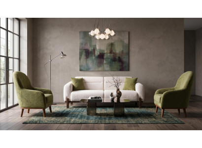 Beige-grünes modernes Wohnzimmer-Set Sofas Sessel Stoffsofas