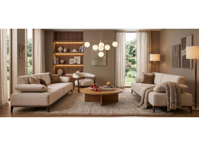 Modernes Wohnset aus zwei 3-Sitzern und komfortablem Sessel