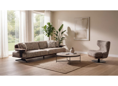 Sofa Set 3 Sitzer Sessel Modern Braun Edel Luxus Design Polster