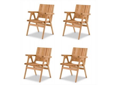 Gartenstuhl Holz Natur Robust Armlehnsessel Holz Modern Elegant Neu