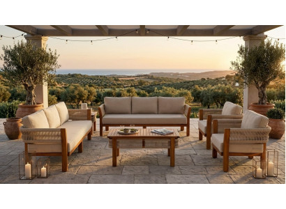 Gartenlounge Set 3-Sitzer Sofa Sessel Elegant Komfortabel Couchtisch
