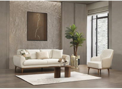 Sofa Set 3+1 Sitzer Moderner Stil Weiß Praktisch Stilvoll Komfort