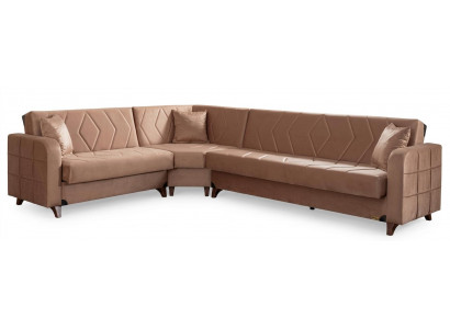 Braunes L-förmiges Ecksofa Stoffsofa großes Modulares Sofa Wohnzimmer
