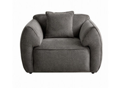Grauer weicher tiefer Sessel mit Armlehnen modern Wohnzimmer