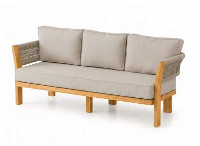 3-Sitzer Gartensofa Modern Beige Kissen Elegantes Stilvolles Komfort