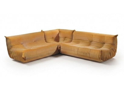 Luxus Ecksofa L-Form Orange Modern Holz Wohnzimmer Komfort
