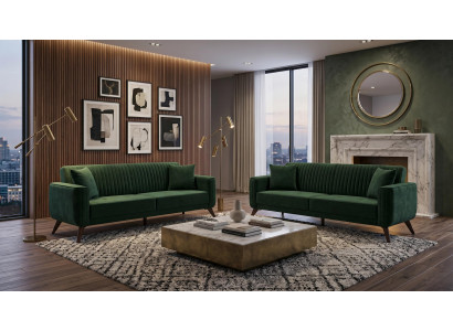 Luxuriöses grünes  Sofagarnitur 3+3-Sitzer-Sofas Stoffsofas hohe Qualität