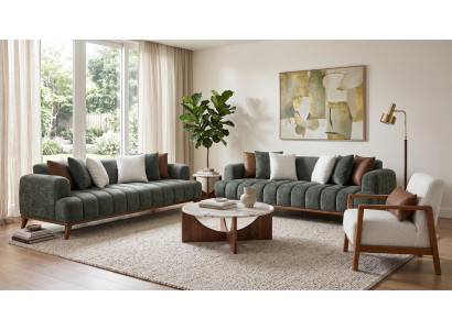 Grün-weißes Wohnzimmer-Set Sofas Stoffsofas modern Premium