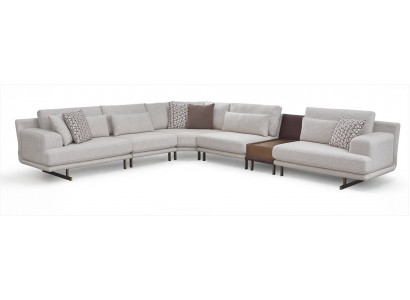 Moderne L-Form Grau Metall Stoff Ecksofa Polstermöbel Garnitur Set