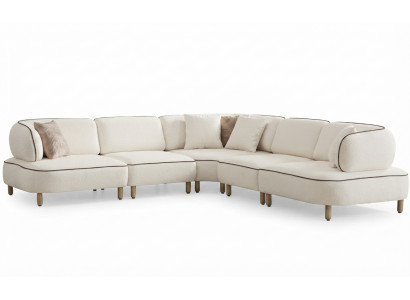 Ecksofa Beige Stoff Modern Wohnzimmer Wohnlandschaft Design Sofa
