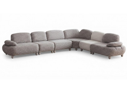 Modernes Modulares Ecksofa Grau Stoff Wohnzimmer Polstergarnitur Set