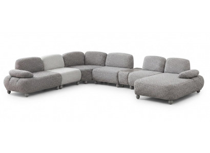 U Form Ecksofa Grau Stoff Modern Wohnzimmer Wohnlandschaft Polstersofa