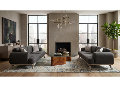 Graues Wohnzimmer-Set 2+2-Sitzer-Sofas Stoffsofas luxuriös  Sofagarnitur