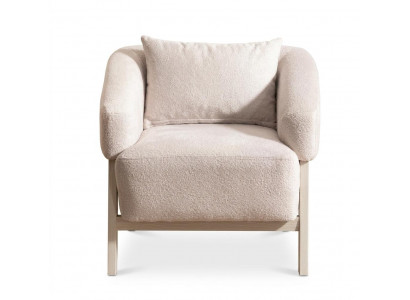 Beiger Polstersessel Stoffsessel Designersessel modern Wohnzimmer