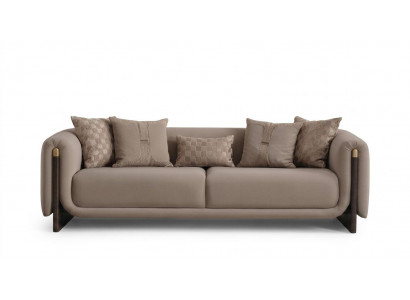 Elegantes Sofa Braun Modern Dreisitzer Polstersofa Couch Metall 240cm