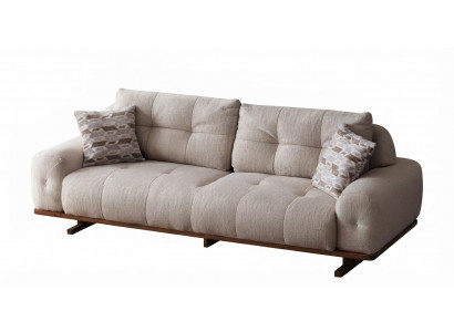 Modernes Weißes 3-Sitzer Sofa Stoff Holz Wohnzimmer Couch