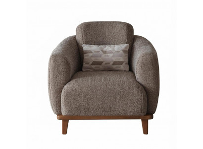 Moderner Brauner Sessel Stoff Holzrahmen Wohnzimmer Komfort