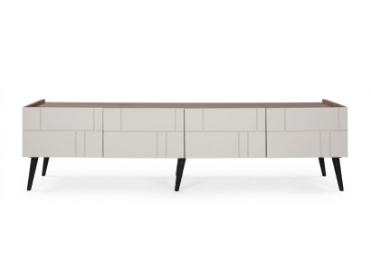 Beiger TV-Ständer aus Holz TV-Kommode TV-Schrank modern Fernsehschrank