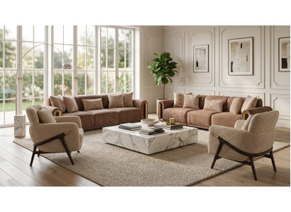 Luxuriöses Wohnzimmer-Set mit 4+4+1+1-Sitzer und edler Optik