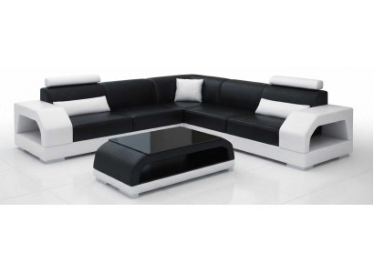 Modernes Ecksofa Schwarz mit Couchtisch und exklusivem Lounge Design