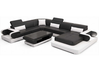 Hochwertiges Ecksofa Schwarz mit Couchtisch und Premium Optik