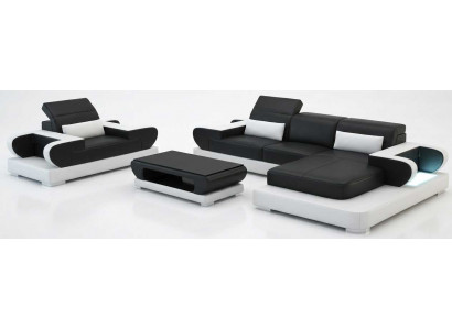 Moderne Wohnzimmer Garnitur Schwarz mit Couchtisch und exklusivem Stil