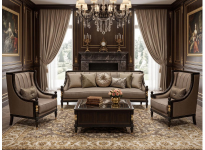 Sofa set 3-Sitzer Sofa 2x Sessel Beige Modern Wohnzimmer Komfortabel