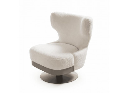 Sessel Drehsessel Modern Weiss Edel Luxus Design Boucle Polster